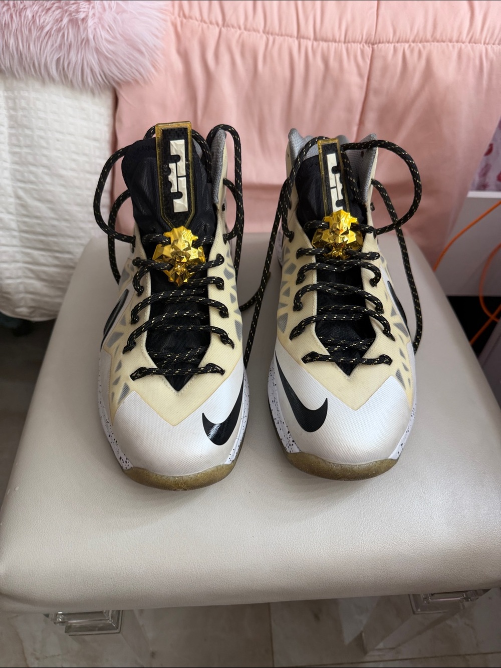 Original King James men White, Black and Gold Basketball Sneakers